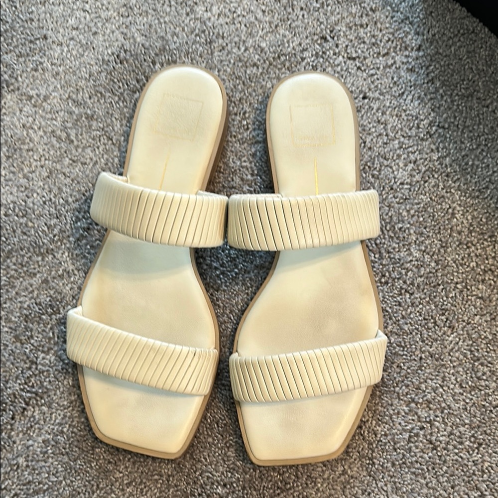Dolce Vita Cream Sandals with Double Strap Design